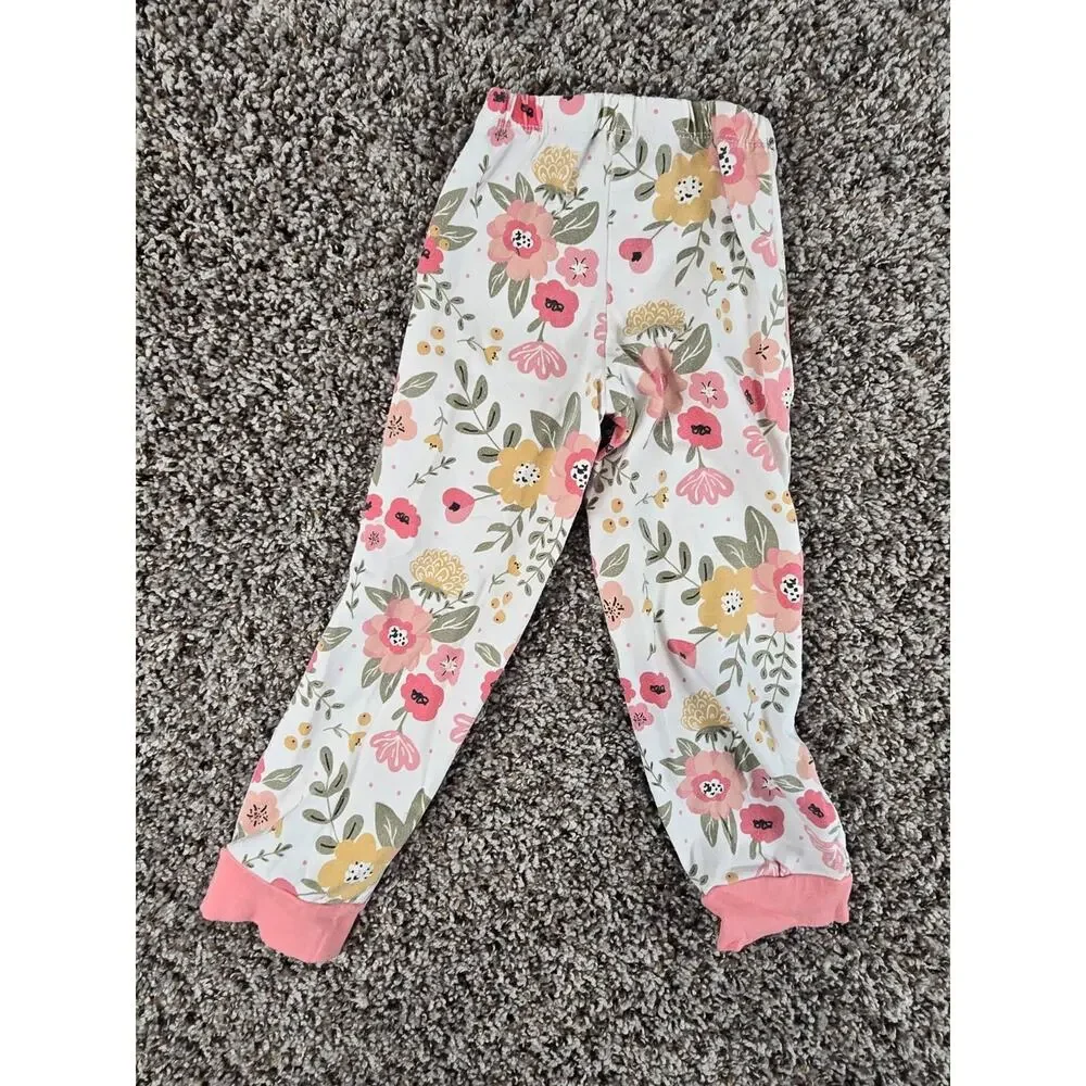 Tesa Babe Toddler Girls Sz 4T Bamboo Pajama Set in Floral Garden Pink White
